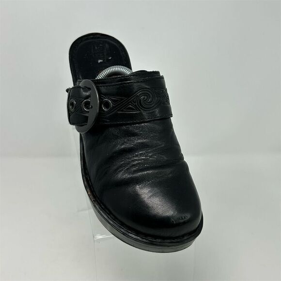 Born Women's Black Leather Buckle Strap Clog Slides Mules Size 9 Fall Casual - Picture 2 of 12